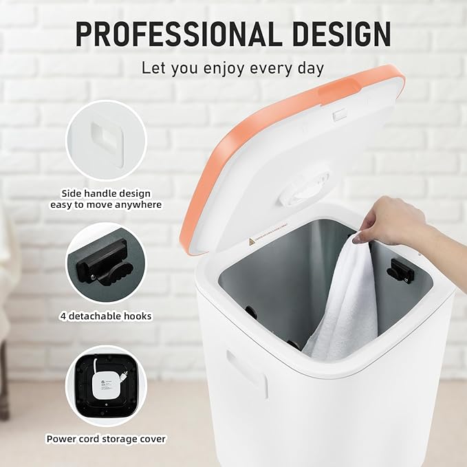 Towel Warmer for Bathroom, 23L Large Towel Warmers, Heated Towel Warmer Bucket with LED Display, 3 Heating Modes, 20/40/60 Min, Auto Shut Off, Child Lock, Hot Towel Heater Warmer Spa, Orange