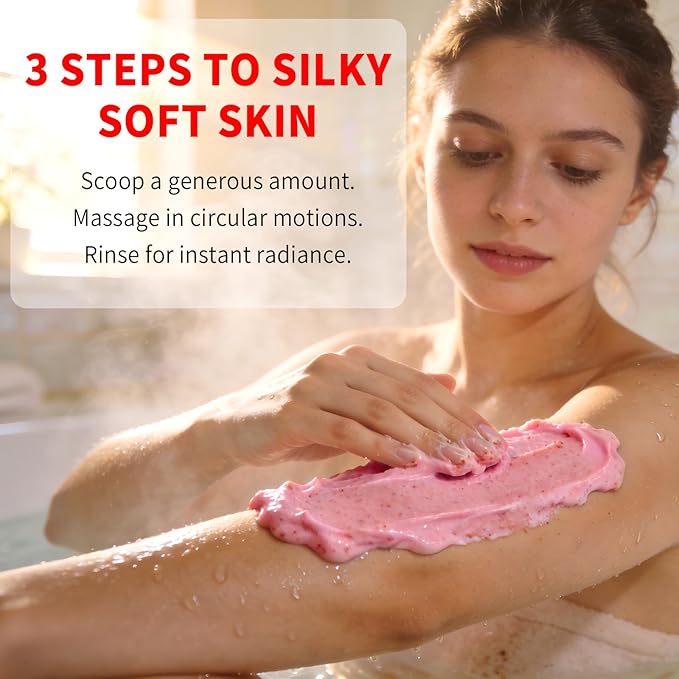 strawberry Body Scrub &Avocado Face & Body ScrubMoisturizing and Exfoliating Body, Face, Hand, Foot Scrub,Deep Cleansing 350ml (280g, strawberry)