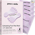 grace & stella Award-Winning Foot Peel Mask - Foot Peeling Mask with Aloe Vera - Moisturizing Foot Mask for Dry Cracked Feet - Foot Exfoliator for Baby Soft Feet (4 Pairs, Lavender)