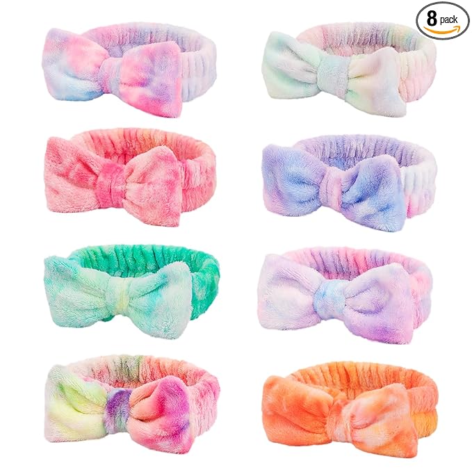 WSYUB Spa Headbands for Girls, Skincare Headband Kids,Headband for Washing Face, Makeup Headbands,Sleepover Party Headband for Teens,8pcs