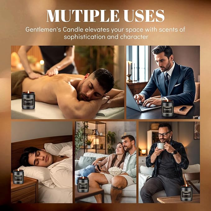 Mens Scented Candle Gift Set, 6 Pack Candles for Men,Gifts for Father, Soy Candles for Home Scented, 42 oz Long Lasting Aromatheraspy Candle, Maculine Manly Jar Candle Kit