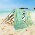 CASA COPENHAGEN Miami Towel 2Pcs Fish Teal - Teal Stripe Designer Stripe Beach Towels Gift Set, 30"x60" Oversized 100% Cotton Pool Bath Towel for Beach Gift Set (Summer Gift Set for Women & Men)