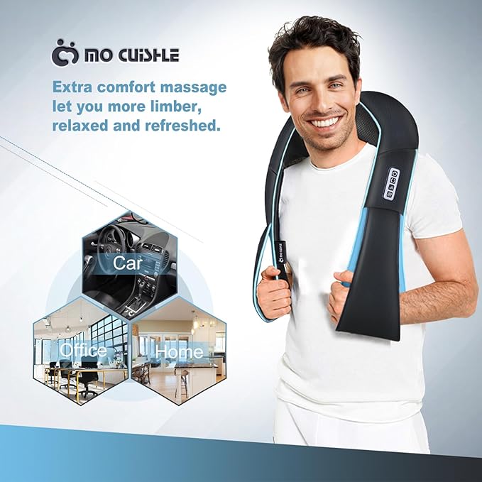 Mo Cuishle Shiatsu Back Shoulder and Neck Massager with Heat, Electric Deep Tissue 4D Kneading Massage, Best Gifts for Women Men Mom Dad, Fathers Day, Mothers Day, Christmas Gifts