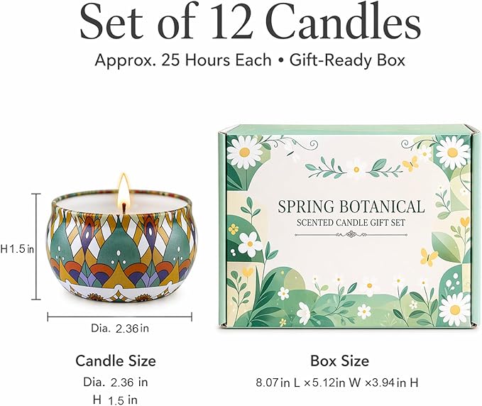 YINUO Scented Candle Gift Set for Women, 12 Pack Soy Wax Aromatherapy Candles, Floral, Citrus & Fresh Scents, Birthday Gifts for Women