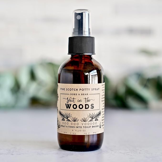 Stocking Stuffer Funny Toilet Spray - 4 Fl Oz Woodsy Scent – Funny Gag Gift Ideas For Adult Men And Women - Naturally Traps Odors with Essential Oils