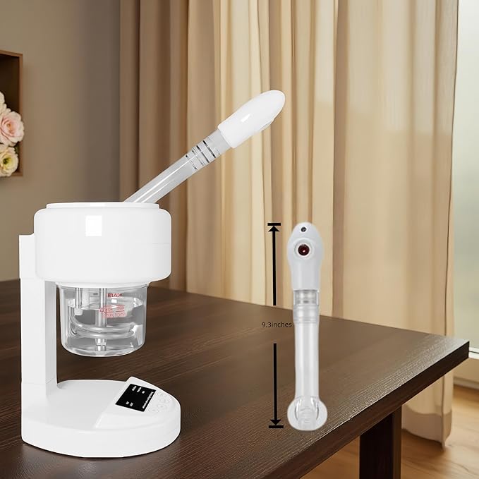 Nano Ionic Facial Steamer, 360° Rotatable Portable Mist Sprayer, Warm Mist Face Steamer for Pores Deep Cleansing Skin Moisturizing, Home SPA Facial Skin Care Device, White