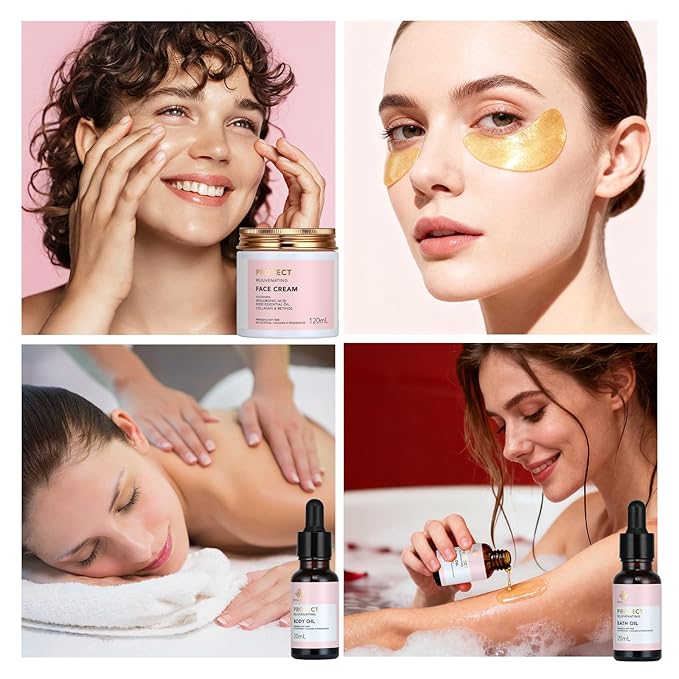 30pcs Mothers Day Gift, Rose Facial Skin Care Set for Women, Gifts for Women, Spa Gifts Basket Set, Face Cream, Serum, Shower Accessories, Bath and Body & Facial Kit, Birthday, Christmas, Valentine's