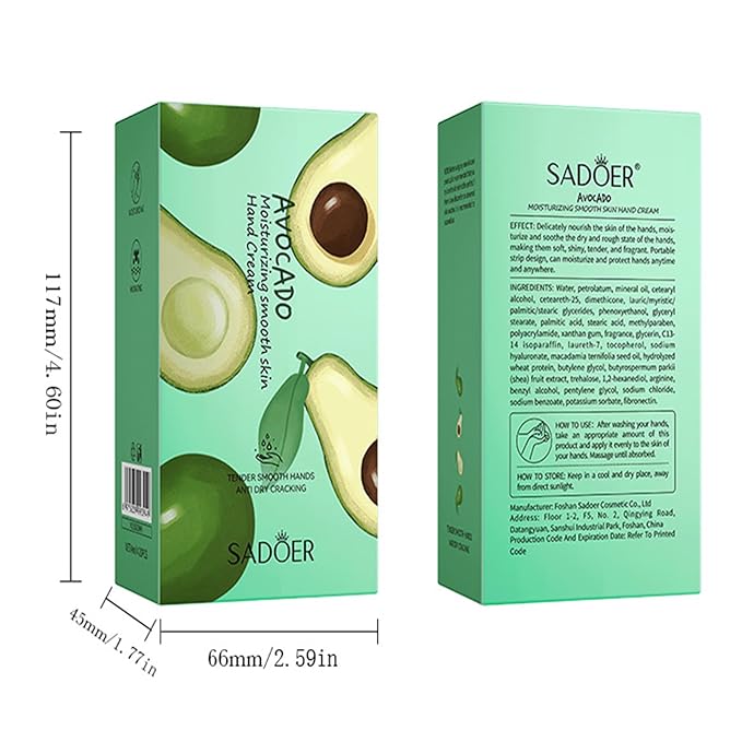 Disposable Avocado Hand Cream for Dry Cracked Hands,Travel Size Mini Hand Lotion - Easy to Carry Moisturizing Mini Hand Cream with Natural Avocado Fragrance, Christmas Gifts for Women (20 Packs,4ml)