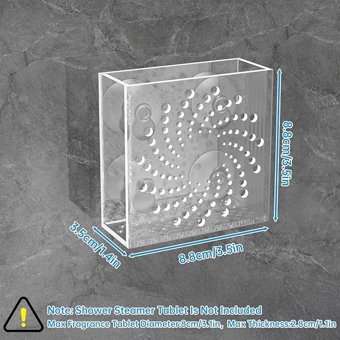 NiHome Acrylic Shower Steamer Tray Clear, Shower Steamer Holder with 4 Suction Cups and Self-Adhesive Tape, Extends Fragrance Duration, Prevents Stepping and Drain Clogs, Fits Smooth Shower Surfaces