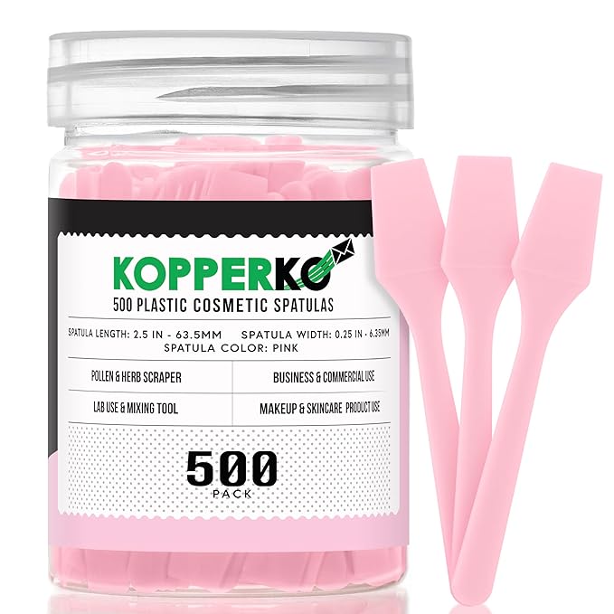 Kopperko Mini Face Cream Spatula (2.5", 500 Pack) - Small Lotion Spatula Tool for Skincare, Creams & Crafts | Skincare Applicator for Mixing, Cosmetic, Face Mask | Disposable Makeup Paddles | Pink