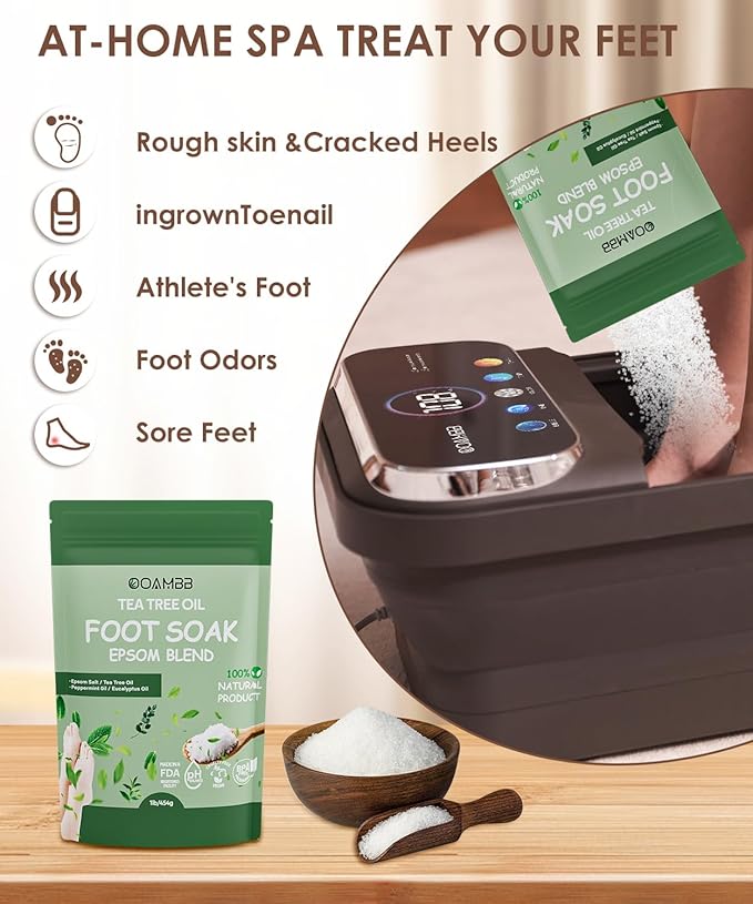 OOAMBB Collapsible Foot Spa with Heat, Bubble,Temp Control,Remote Control, Color Touch Screen Foot Bath Massager with 6 Massage Rollers,Foot Soaking Tub (Deep Grey+Green)