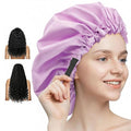 Aquior Shower Cap,Extra Adjustable Shower Caps for Women Double-Layer Waterproof Reusable Hair Cap, Large Size Hair Cap for All Hair,for Girls Spa Bath,Soft and Comfortable (Purple)