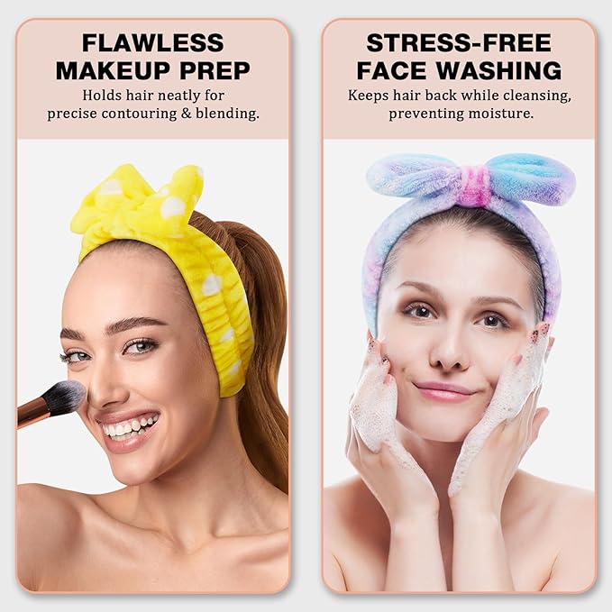 YOOVR 8pcs Spa Headband, Mothers Day Gifts Bulk, Stocking Stuffers for Teen Girls Women, Skincare Makeup Face Wash Headband, Hair Accessories for Girls, Party Favors for Adult, Easter Baskets Stuffers