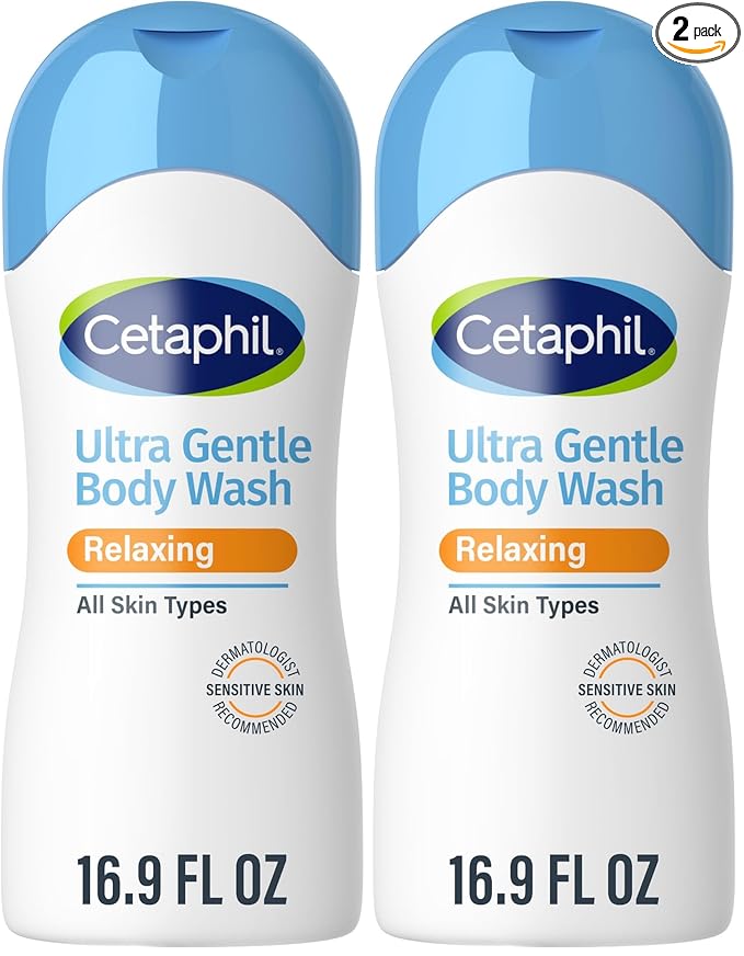 Cetaphil Ultra Gentle Refreshing Body Wash, For Dry to Normal, Sensitive Skin, with Aloe Vera, Calendula, Vitamin B5, Hypoallergenic, Fragrance Free, Dermatologist Tested, 16.9oz (Pack of 2)