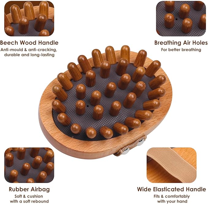 Wooden Body Scalp Massage Comb, Trigger Point Massage Tool Meridians Massager Gua Sha Massager Comb for Body Relief & Hair Growth
