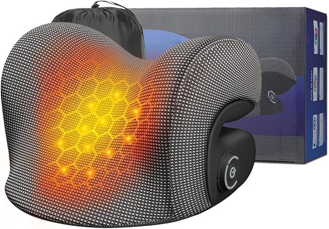Wireless Heated Neck Stretcher for Pain Relief, Portable Cordless Neck Shoulder Cervical Traction Device with Graphene Heating Pad No Smell Magnetic Therapy Case Relaxer for Spine Alignme