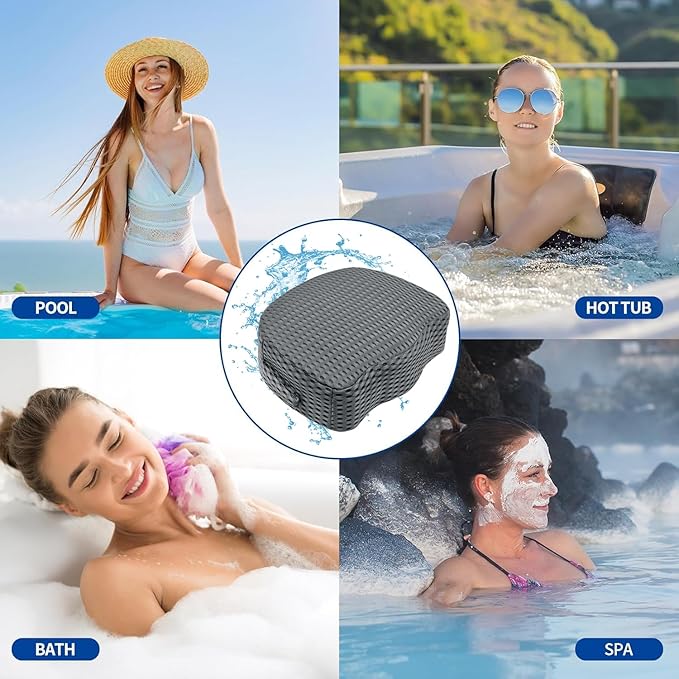 Hot Tub Booster Seat for Adults, Weighted 5" Extra Thick Spa Cushion, 4+ lbs Core Stays Submerged No Floating, 3D Air Mesh Quick Dry, Non-Slip Seat Riser for Jacuzzi, Bathtub & Outdoor Spa(Grey)