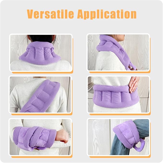 UNCN Long Heating Pad for Neck and Shoulders Back 33 x 5.9inches Microwavable Large Moist Heat Pack Warm Hot Compress Neck Wrap Weighted Bag Massage Reusable Herbal Nature Calming Portable