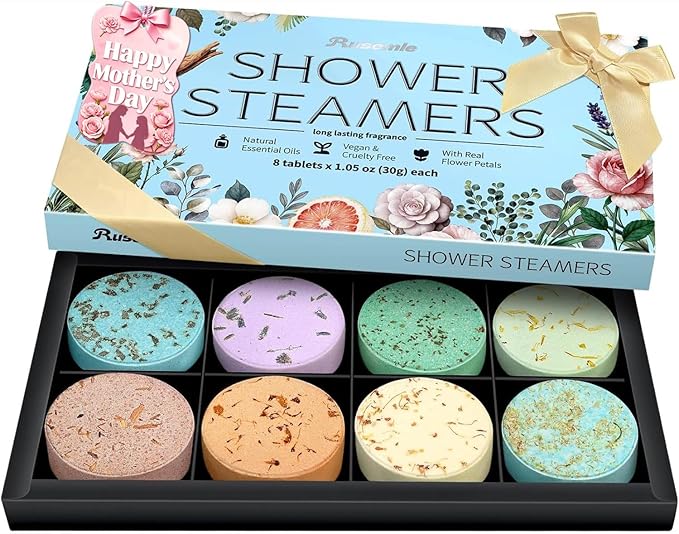 Shower Steamers Aromatherapy Birthday Gifts for Women - 8 Pcs Mothers Day Gifts for Mom Wife Daughter Grandma, Self Care with Natural Essential Oils Relaxation Home Spa Gift Set (Blue)