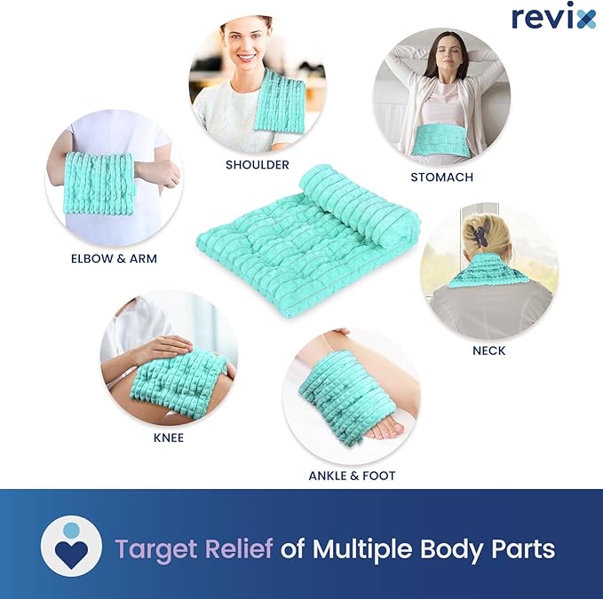 REVIX Microwavable Heating Pads, Moist Heat Pad Microwavable for Back, Flaxseeds Heating Pad Microwave, Weighted Bean Bag Warm Compress, 8 * 14" Green