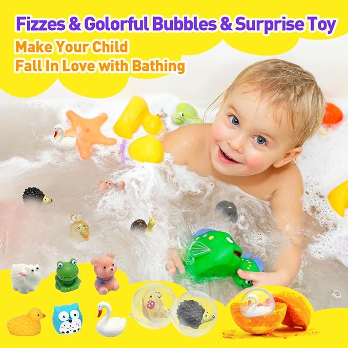 Bath Bombs for Kids with Surprise Inside, 12pcs Bath Bombs with Toys, Organic Colorful Bubble Bath Fizzy Ball, Easter Gifts Set for Kids, Birthday, Easter Basket Stuffers Gift for Boys Girls