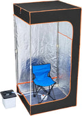 Happybuy Portable Steam Sauna Tent Full Size, 1600W, Visible Window, Home Spa Sauna Blanket Kit, Detoxify & Soothing Heated Body Therapy, Time & Temp Remote with Chair, Black