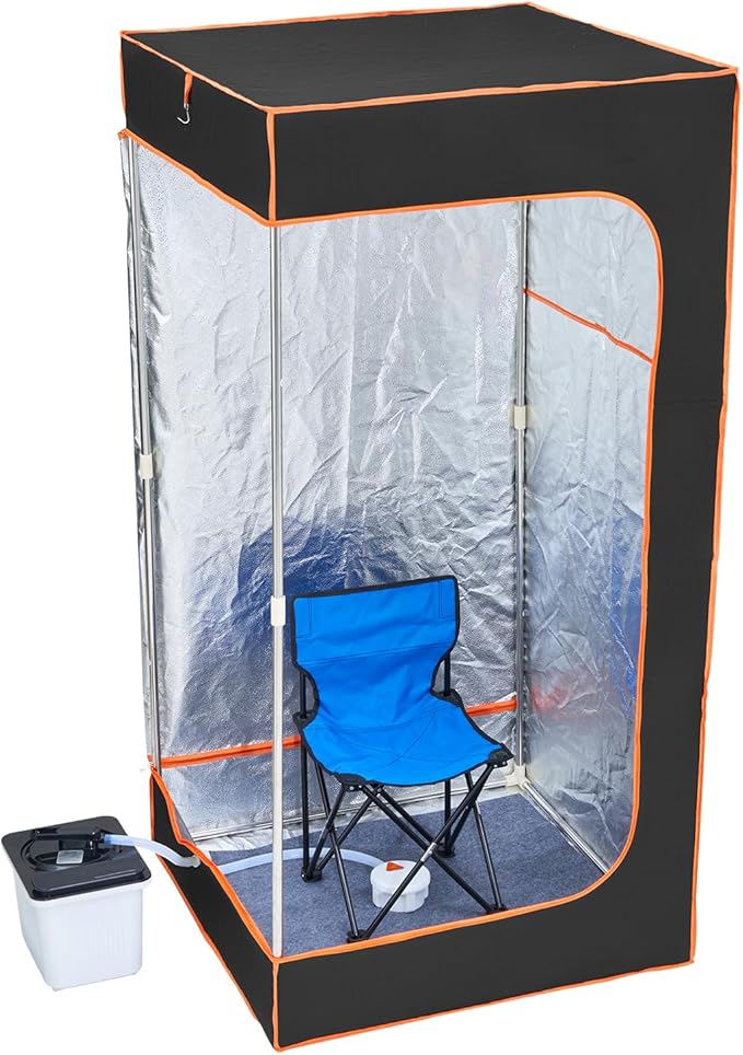 Happybuy Portable Steam Sauna Tent Full Size, 1600W, Visible Window, Home Spa Sauna Blanket Kit, Detoxify & Soothing Heated Body Therapy, Time & Temp Remote with Chair, Black