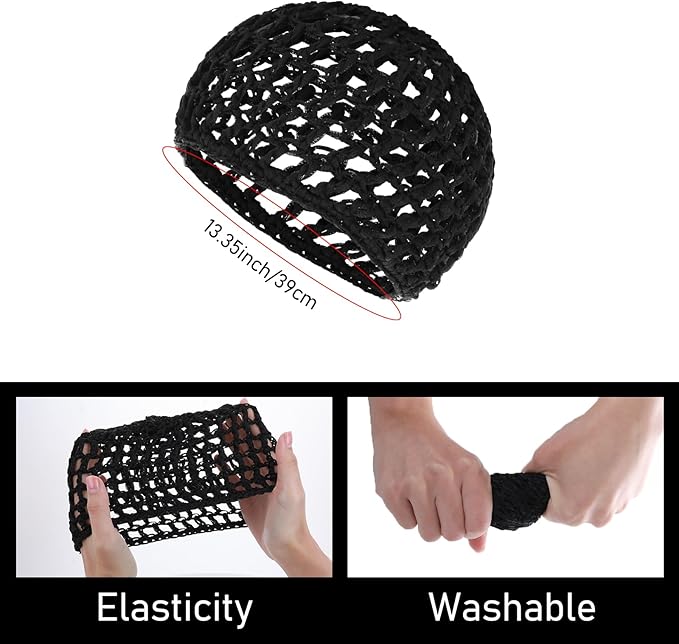 WLLHYF Wig Cap Thick Long Hair Caps Adjustable Net Mesh Braided Weaving Making Crochet Sew Weave Fishnet Grip Headband