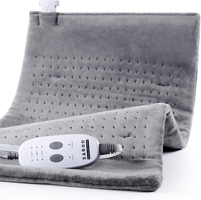 Weighted Massaging Heating Pad,Heating Pads for Back and Shoulders,Heated Pad for Pain Relief, 3 Heat Settings 6 Massage,18 Relaxing Combinations,Auto Off,Gifts for Women Men, 20"*24", Light Grey
