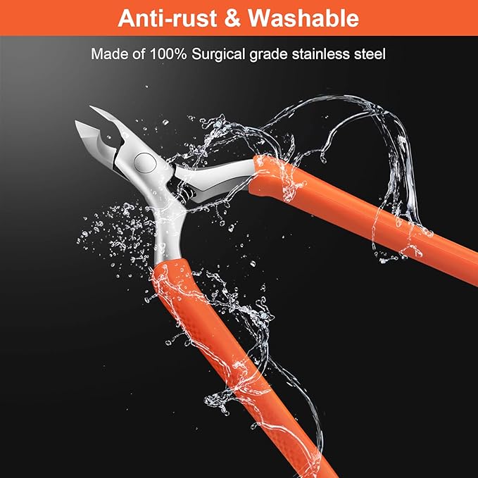 CGBE Cuticle Trimmer, 3/4 Jaw Extremely Sharp Cuticle Nippers, Professional Nail Cuticle Trimmer Tools, Non-slip Silicone Handle Cuticle Clipper for Nail Care Pedicure Manicure Nail (Orange)