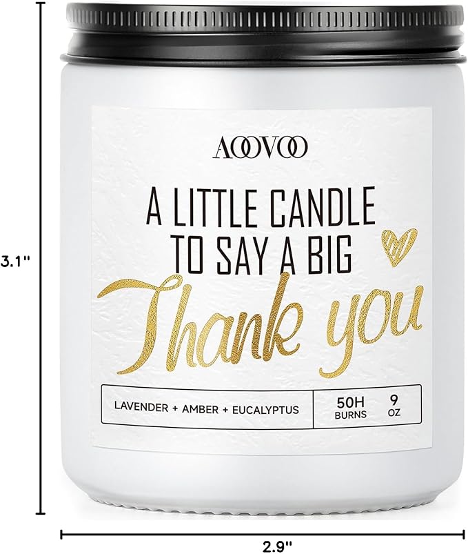AOOVOO Candle - 9oz Soy Wax Candle, Lavender Scent - Thank You Gift for Women, Men, Mom, Coworkers, Nurse, Clients - Employee, Teacher, Boss Appreciation