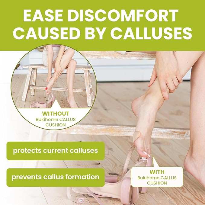 Bukihome Extra Thick Callus Remover,Felt Callus Pads,Protect Calluses from Rubbing on Shoes，Reduce Foot and Heel Pain，Self-Stick Pedi Cushions，Pack of 18,Multi-Size