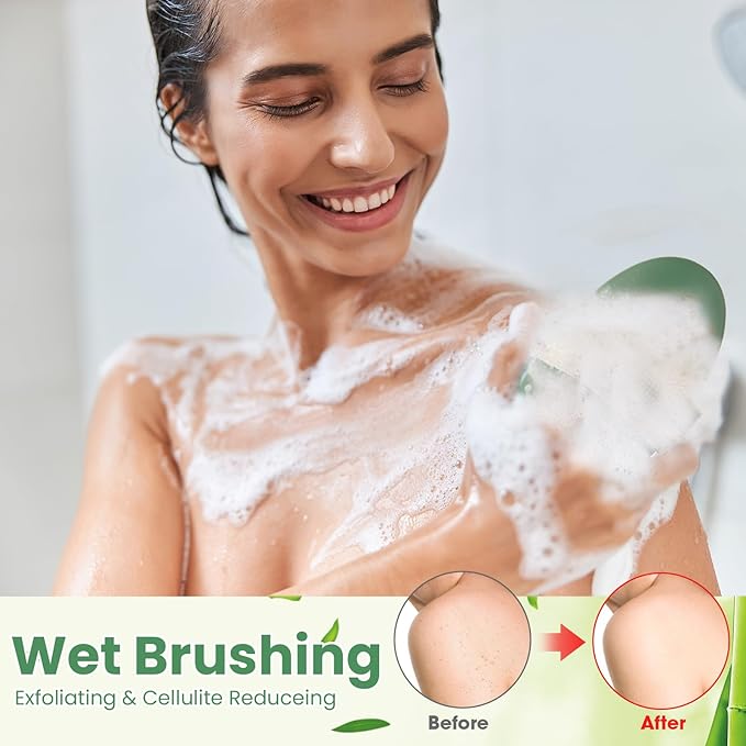 Gejoy 10 Pcs Dry Brushing Body Brush for Lymphatic Drainage Exfoliating Brush with Massage Nodule Dry Skin Body Scrubber Cellulite Shower Circulation Dead Exfoliator (4.92 x 2.56 Inches,Sage Green)