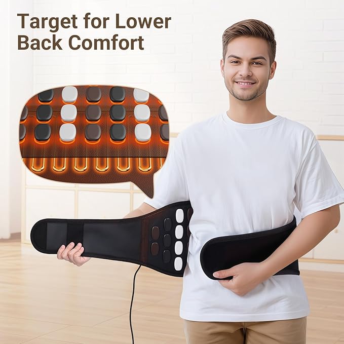 Comfytemp Far Infrared Back Heating Pad for Lower Back, FSA Eligible HSA 50 Tourmaline Natural Stones Deeper FIR Heated Waist Belt, 6 Heat 8 Timer, Birthday Gifts for Mom Dad(No Massage or Battery)