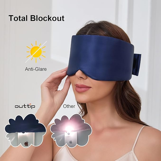 100% Mulberry Silk Sleep Mask for Women & Men Beauty Sleep, Adjustable Blindfold Silk Eye Mask for Sleeping Side Sleepers, Soft Pressure-Free Design for Home, Travel, Office, Nap