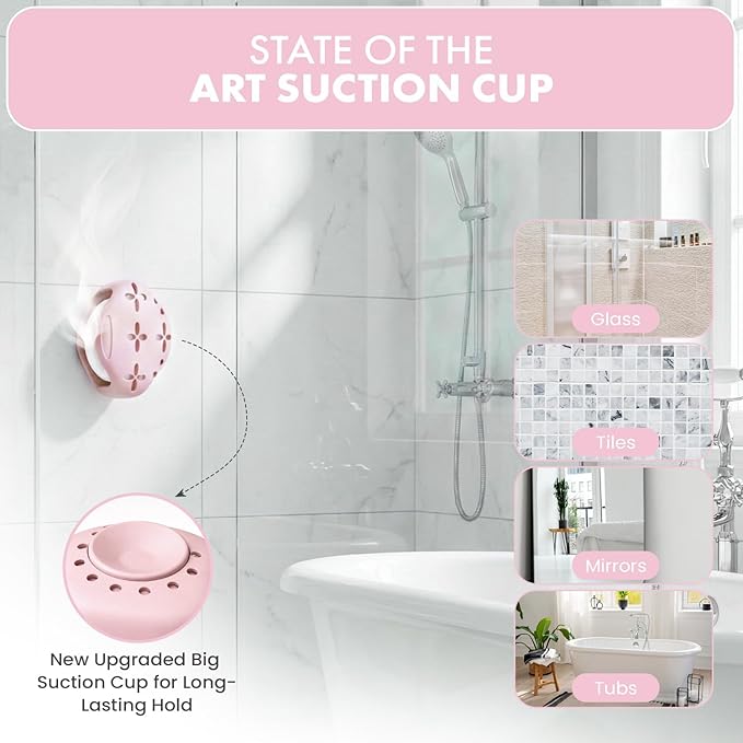 Shower Steamer Tray & Holder with Suction Cup – Non-Slip Silicone Molds for Aromatherapy Shower Steamers (2, Pink)