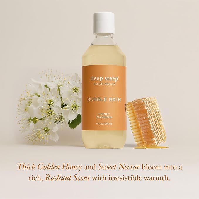 Deep Steep Bubble Bath, Honey Blossom, 10 oz – Soothing Soak with Shea Butter, Argan Oil, Aloe Vera & Coconut Oil – Vegan, Sulfate-Free, PH-Balanced Clean Beauty
