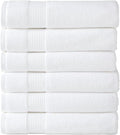 Modern Threads Hotel Collection 6-Pack 100% Ring Spun Cotton, Highly Absorbent Quick Drying Bath Towel Set, White, 30x60