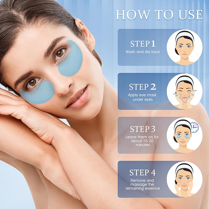 Under Eye Patches for Dark Circles & Puffy Eyes- 60 Hydrogel Eye Mask Patches with Caffeine, Collagen & Niacinamide - Anti Wrinkle Smile Line Patches, Self Care Gifts for Women,Navy Blue