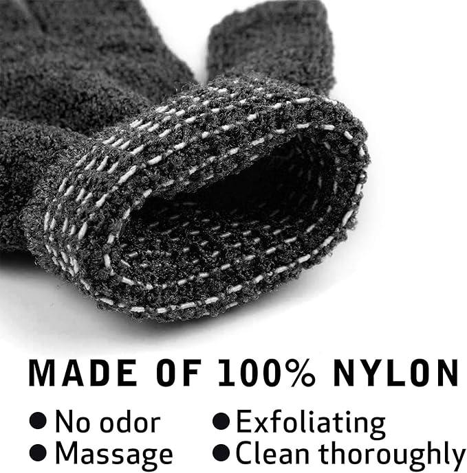 6Pairs Exfoliating Gloves - Premium Black Scrub Wash Mitt for Bath or Shower - Luxury Spa Exfoliation Accessories for Beauty Spa Massage, Suitable for Men and Women