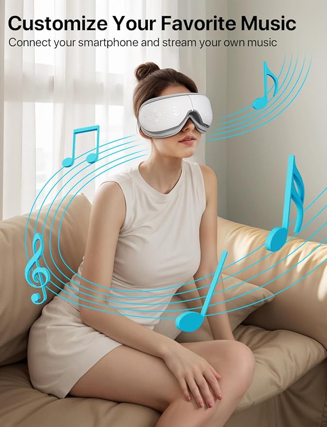 ALLJOY Eye Massager with Heat, Mothers Day Gifts for Women Men, Bluetooth Music Sleep Mask for Migraine Relief, Eye Strain, Dark Circles & Dry Eyes