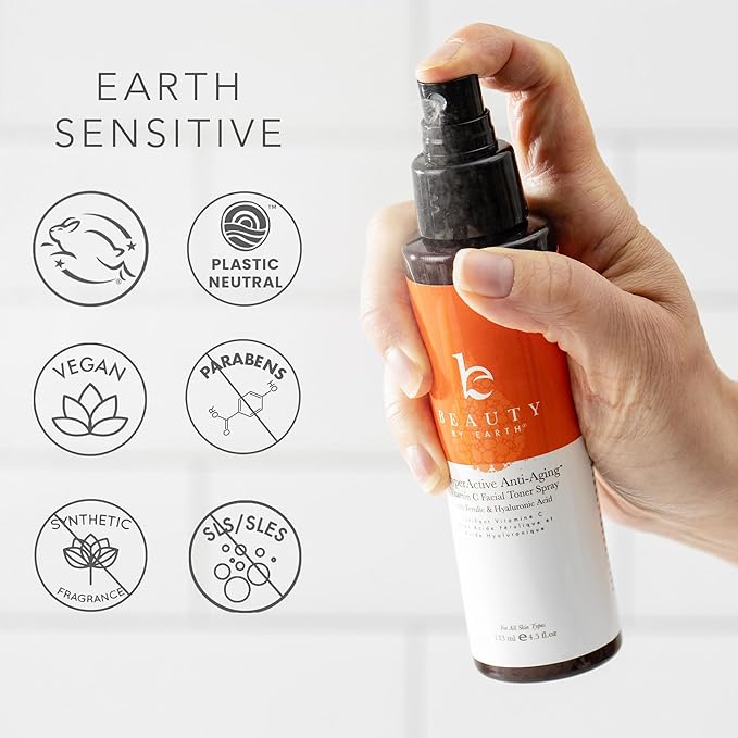 Vitamin C Face Toner - USA Made with Natural & Organic Ingredients, Alcohol-Free Skin Brightening Facial Toner for Sensitive and Aging Skin, Pore Minimizing Face Mist for Women and Men