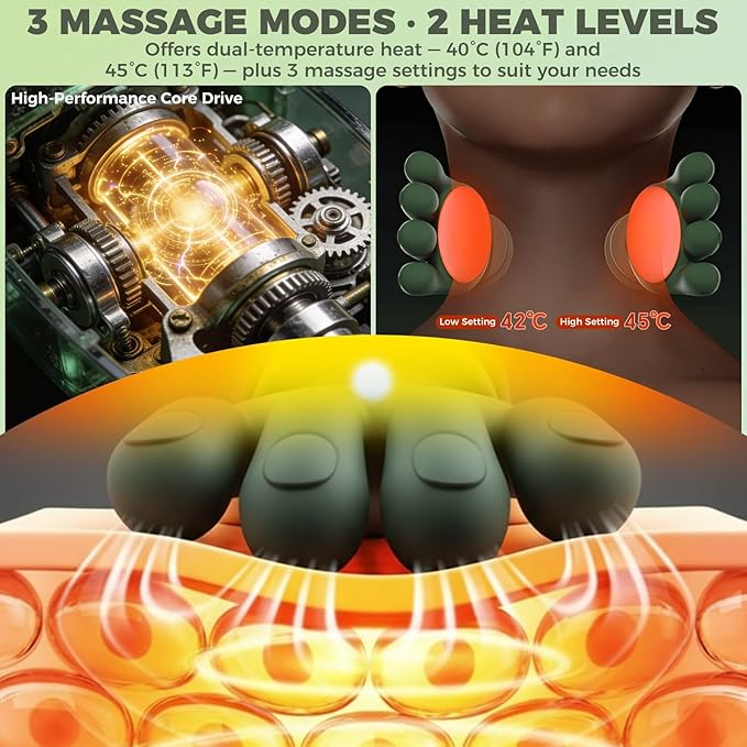 Shoulder and Neck Massager with Heat, 4D Bionic Heated Neck Massage with Fingers Simulates a Real Palm Massage for Pain Relief Deep Tissue, Relaxation Muscle Tension, Ideal Gift for Men Women
