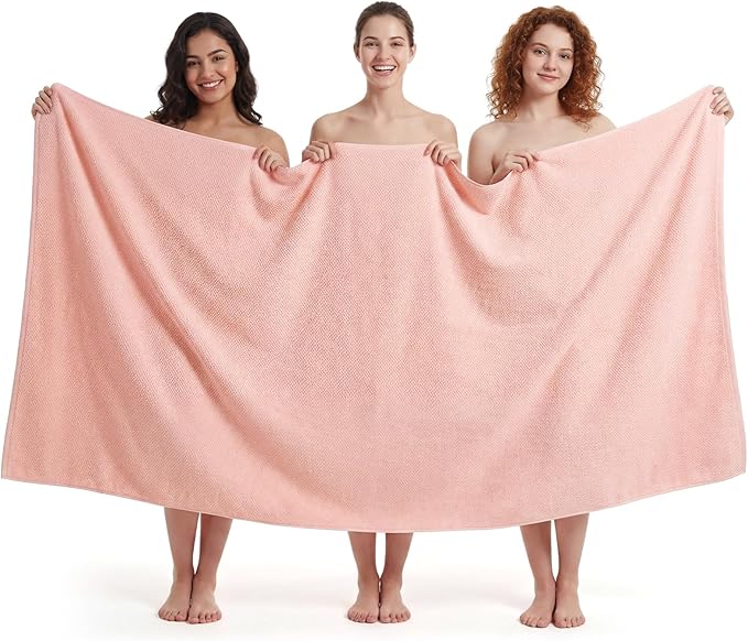 REDKISS Pack of 1 Jumbo Bath Sheet, 40 x 80 Inches Microfiber Oversized Bath Towel for Bathroom, Extra Large & Lightweight, Quick-Dry, Super Soft & Highly Absorbent, Perfect to Wrap Yourself in, Pink