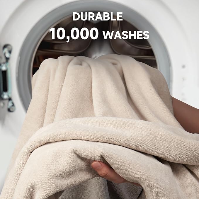 Umisleep Microfiber Hair Towel, 41" x 30" Super Absorbent Extra Large Curly Hair Towel Wrap With Elastic Loop, Camel