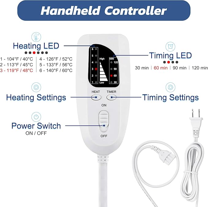 Electric Heating pad for Back Neck Shoulder Knee Arms Legs- Electric Heat Pads with 6 Heat Settings & Auto Shut Off &Dry/Moist Heat Heating Pad for Birthday Mother Father Girl Men Women