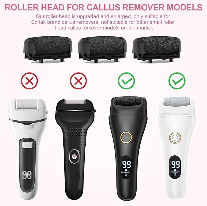 8 Pack Refill Rollers, Replacement Rollers Heads, 3 Pack Extra Coarse, 3 Regular Coarse, 2 Gentle Coarse Refill Rollers for Electric Foot File（Black）