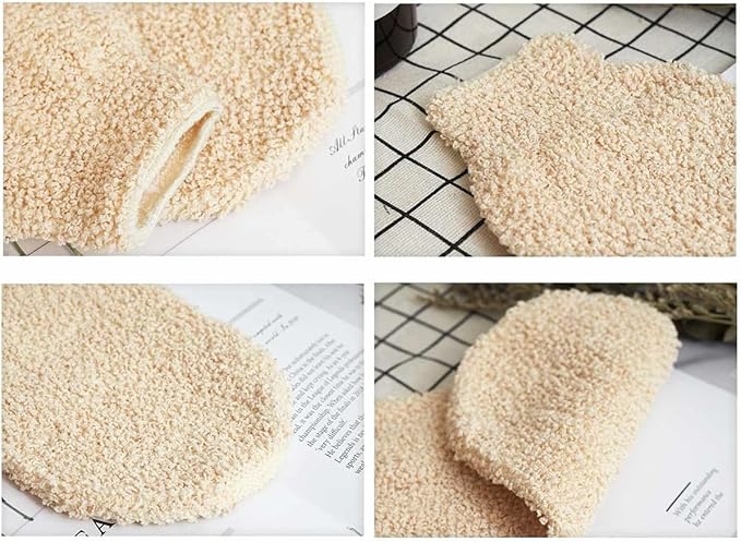 2 Pcs Exfoliating Gloves, Bath Shower Gloves Mitts Bamboo Fiber Bath Body Cleaning Cloth Sponges for Exfoliating and Body Scrubber