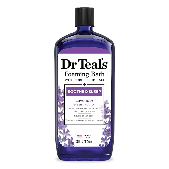 Dr Teal's Foaming Bath with Pure Epsom Salt, Soothe & Sleep with Lavender, 34 fl oz