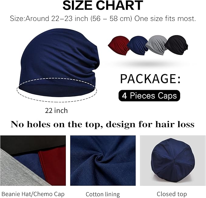 Women's Summer Beanie for Men Hat Boho Hats Adult Dwarf Hats Chemo Cap Cancer Headwear Caps Baggy Skull Sleep Cap Nightcap